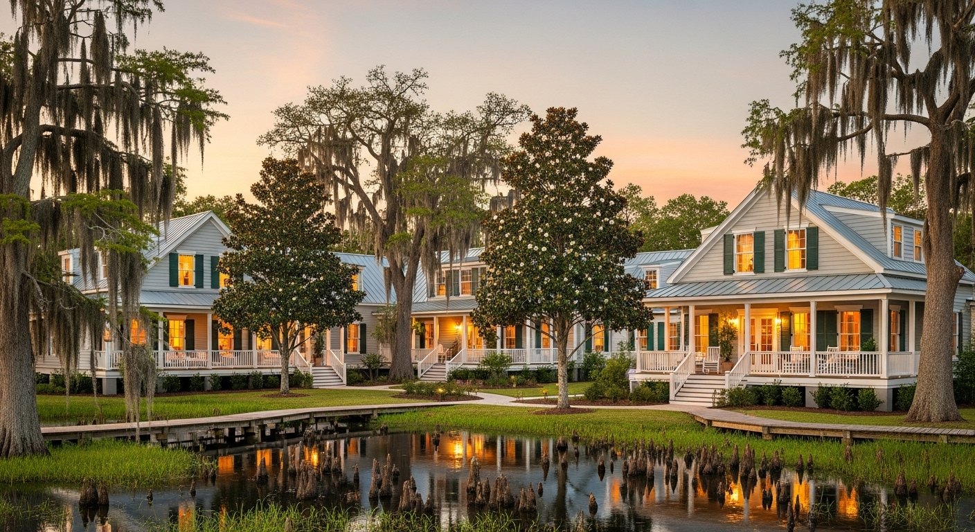 Southern-style rehabilitation center in Louisiana with Spanish moss and bayou landscape, offering culturally sensitive addiction treatment